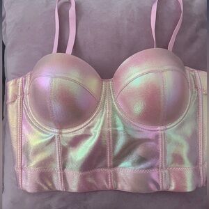 Metalic Baby Pink Bustier & Courset